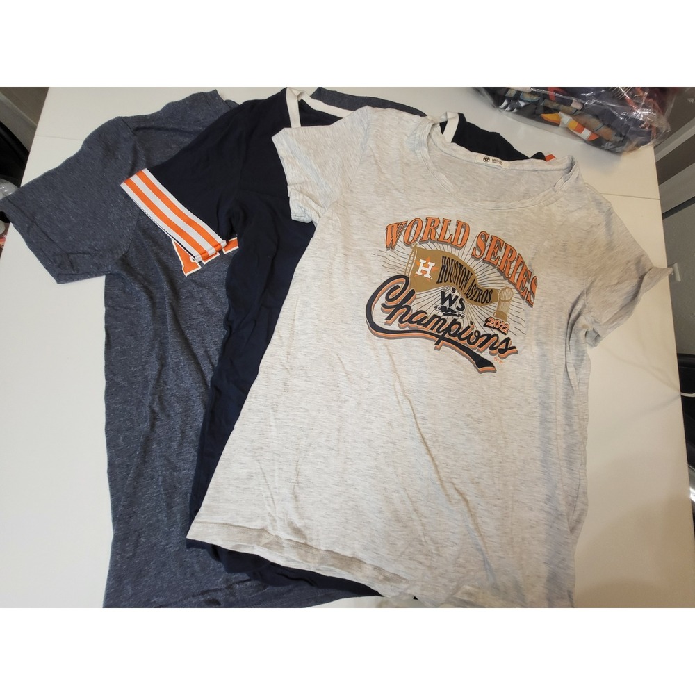 Houston Astros Womens Shirt Lot 3pc Majestic 47 Brand 5th Ocean Medium MLB Gray